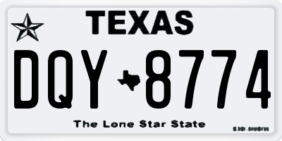 TX license plate DQY8774