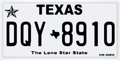 TX license plate DQY8910