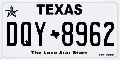 TX license plate DQY8962