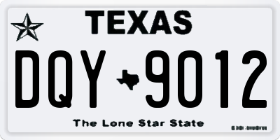 TX license plate DQY9012