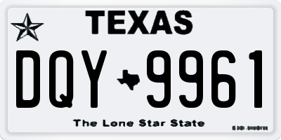 TX license plate DQY9961