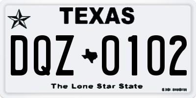 TX license plate DQZ0102