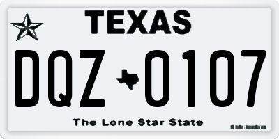 TX license plate DQZ0107