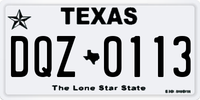 TX license plate DQZ0113