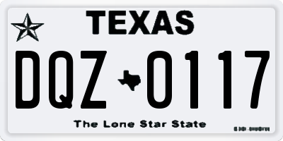TX license plate DQZ0117