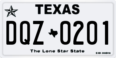TX license plate DQZ0201