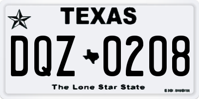 TX license plate DQZ0208