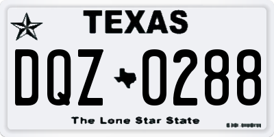 TX license plate DQZ0288