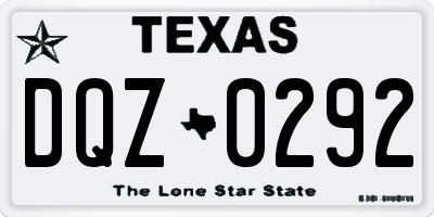 TX license plate DQZ0292