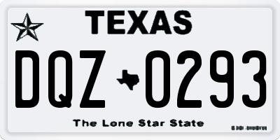 TX license plate DQZ0293