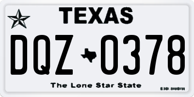 TX license plate DQZ0378