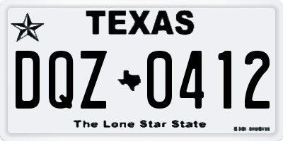 TX license plate DQZ0412