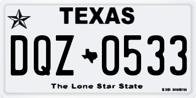 TX license plate DQZ0533