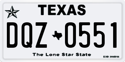 TX license plate DQZ0551