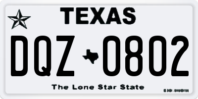 TX license plate DQZ0802