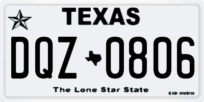 TX license plate DQZ0806