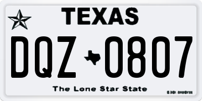 TX license plate DQZ0807