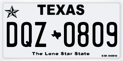 TX license plate DQZ0809