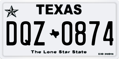 TX license plate DQZ0874