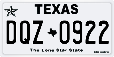 TX license plate DQZ0922