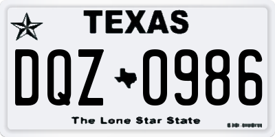 TX license plate DQZ0986