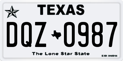 TX license plate DQZ0987