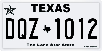 TX license plate DQZ1012