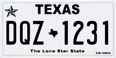 TX license plate DQZ1231