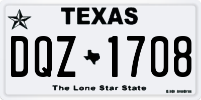 TX license plate DQZ1708
