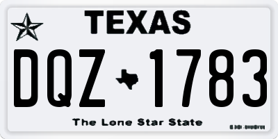 TX license plate DQZ1783