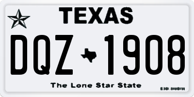 TX license plate DQZ1908