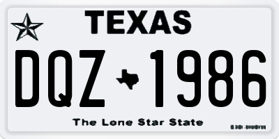 TX license plate DQZ1986
