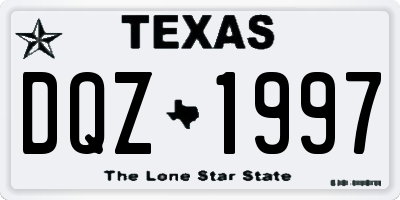 TX license plate DQZ1997