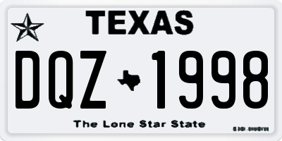 TX license plate DQZ1998