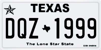 TX license plate DQZ1999