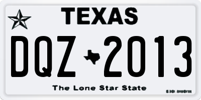 TX license plate DQZ2013