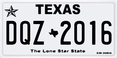 TX license plate DQZ2016
