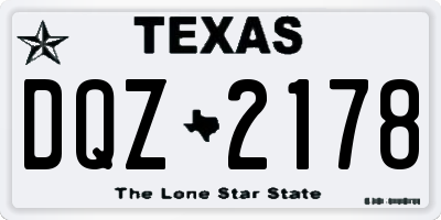 TX license plate DQZ2178