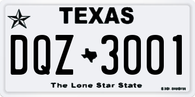 TX license plate DQZ3001