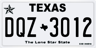 TX license plate DQZ3012