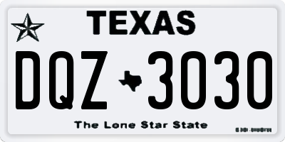 TX license plate DQZ3030