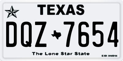 TX license plate DQZ7654