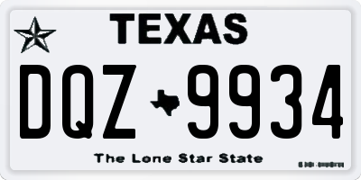 TX license plate DQZ9934