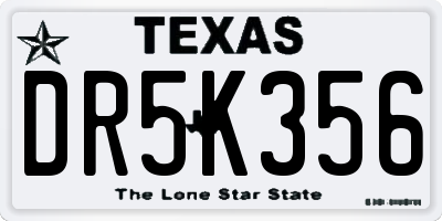 TX license plate DR5K356