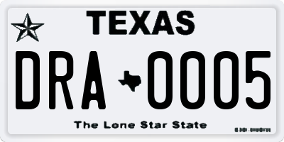 TX license plate DRA0005