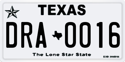 TX license plate DRA0016