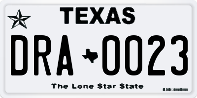 TX license plate DRA0023