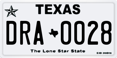 TX license plate DRA0028