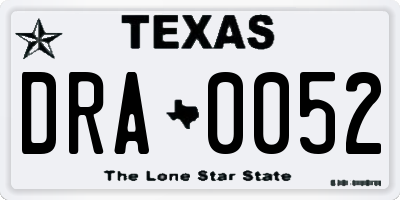 TX license plate DRA0052