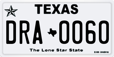 TX license plate DRA0060